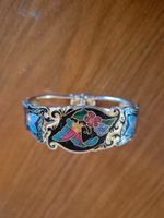 Armreif mit Emaille Blumen und Schmetterling gebraucht