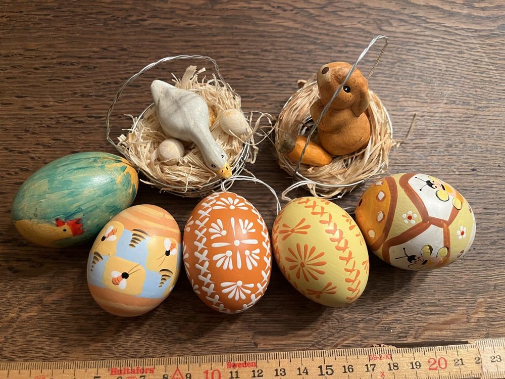 Osterdeko Ostereier bemalt Vintage Dekohase Küken Hahn Ga | Kaufen auf ...