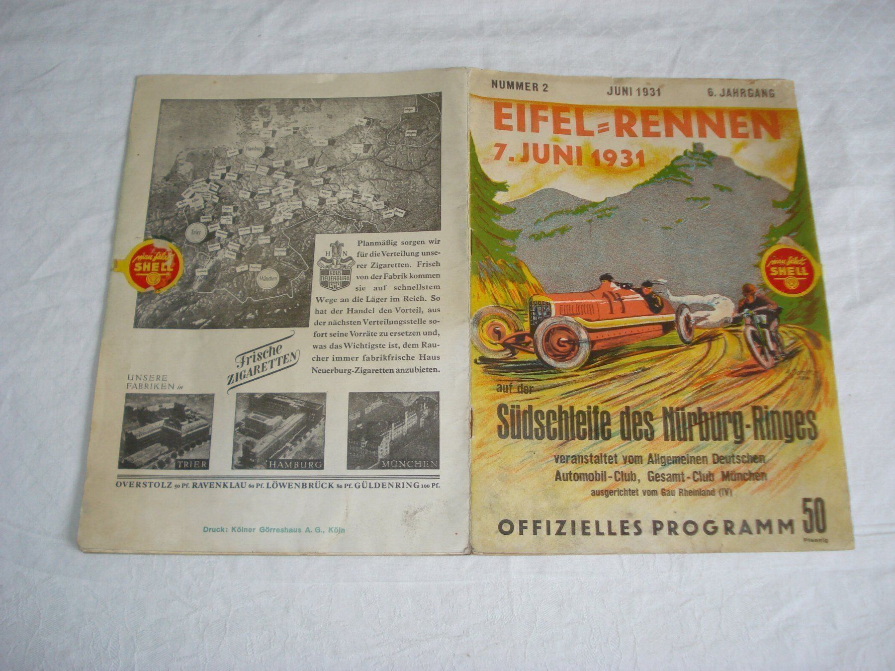 Motosacoche Documenti: Programmheft 1931 Eifel Rennen Autorennen Nürburg Ring – Usato da Schenkon venduto da Elbarto007