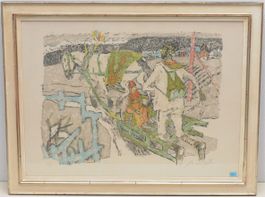 Carigiet Alois Schlittengefährt Original handsignierte Litho