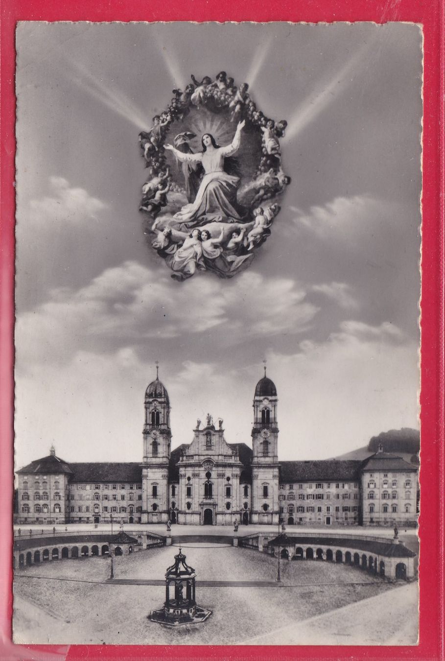 Cartoline postali: KLOSTER UND WALLFAHRTSKIRCHE EINSIEDELN, 12.7.1947 – Usato da Oberrieden venduto da Gebirgsstelze