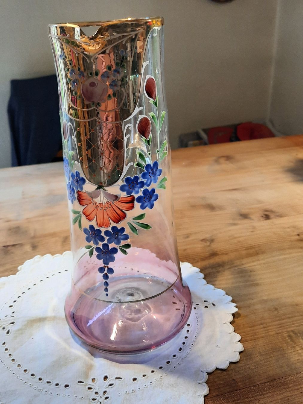 Caraffe: Biedermeier GLASKRUG mit Emailmalerei – Usato da Busswil BE venduto da balu37 7