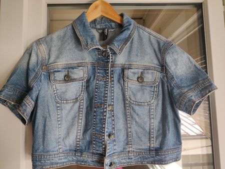 Stylish Cropped Denim Jacket size L plus Hippie Jumpsuit
