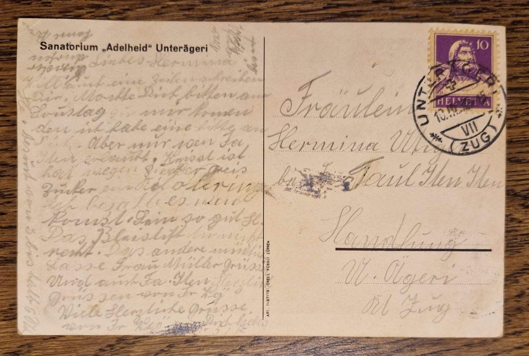 Cartoline postali: Sanatorium Adelheid Unterägeri 1932 – Usato da Ebikon venduto da Donar50 1