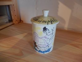 Vorratsdose mit Deckel Keramik handbemalt "Bettmümpfeli"