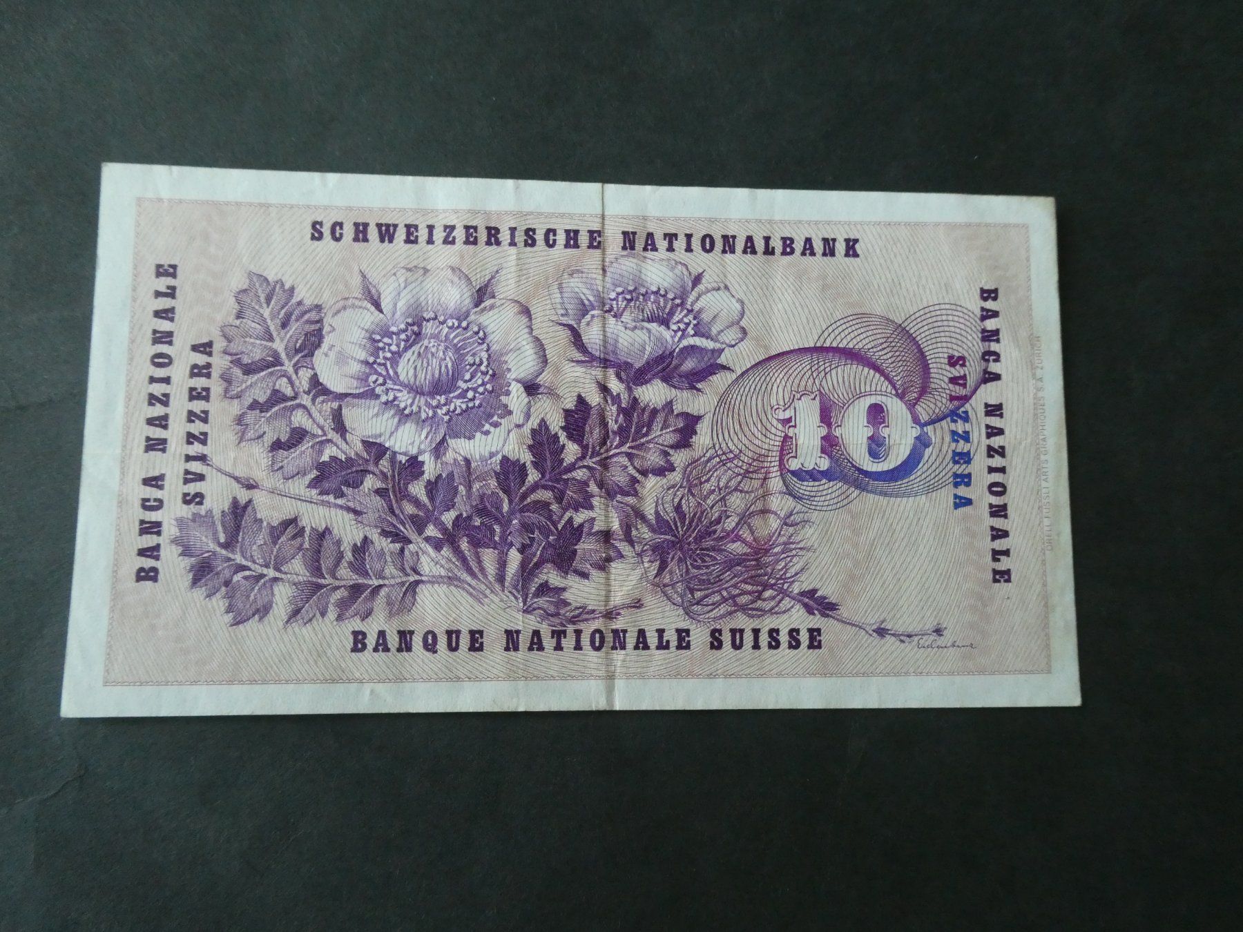 Banknoten: Schweiz 1968, 10 Franken – Gebraucht aus Hinterforst von Rohusri 1