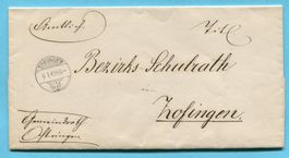 Orts - Faltbrief Zofingen 1869 an Bezirks Schulrath