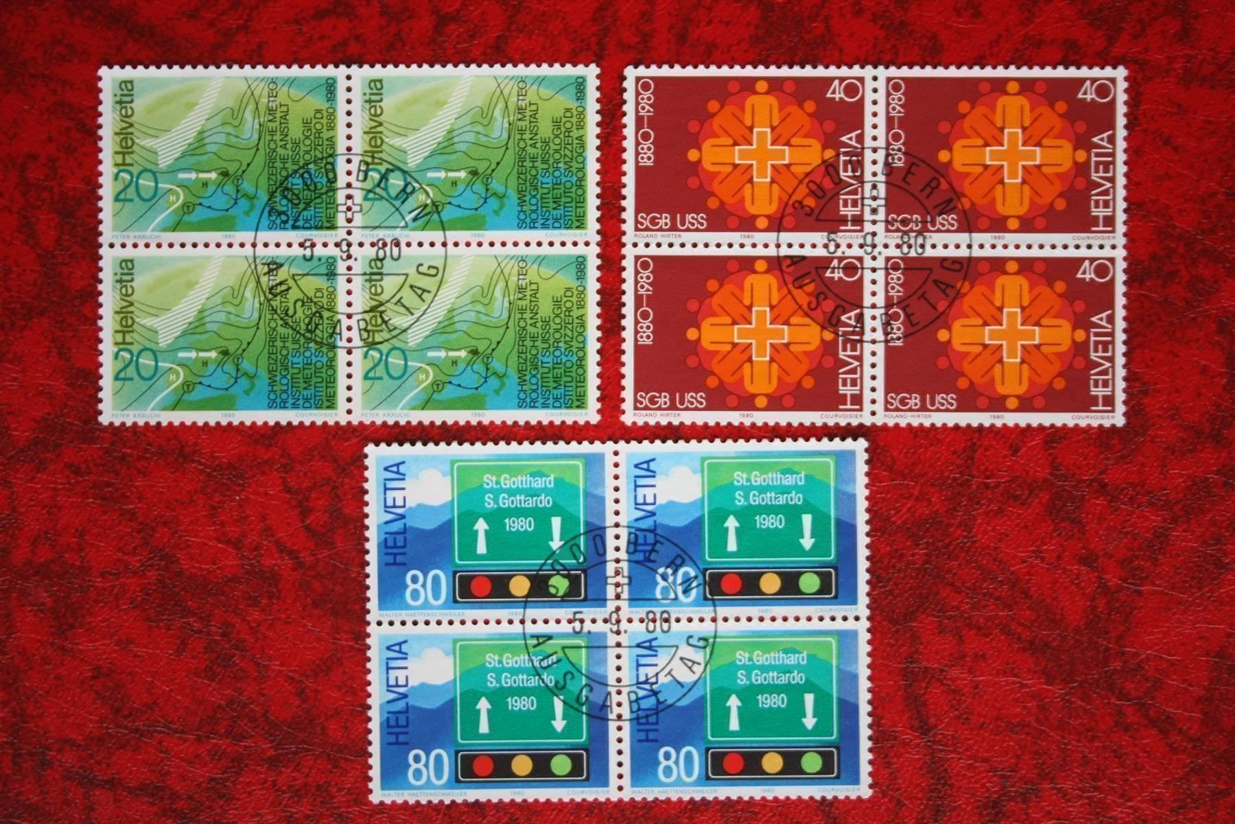 Alle Briefmarken: 1980: 642-644 4er-Block ET. – Gebraucht aus Deitingen von Lglobi