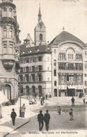 Basel BS Marktplatz und Martinskirche belebt