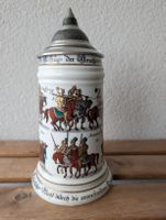 Bierkrug mit Zinndeckel – Aufzug der Amazonen  Sammlekrüg