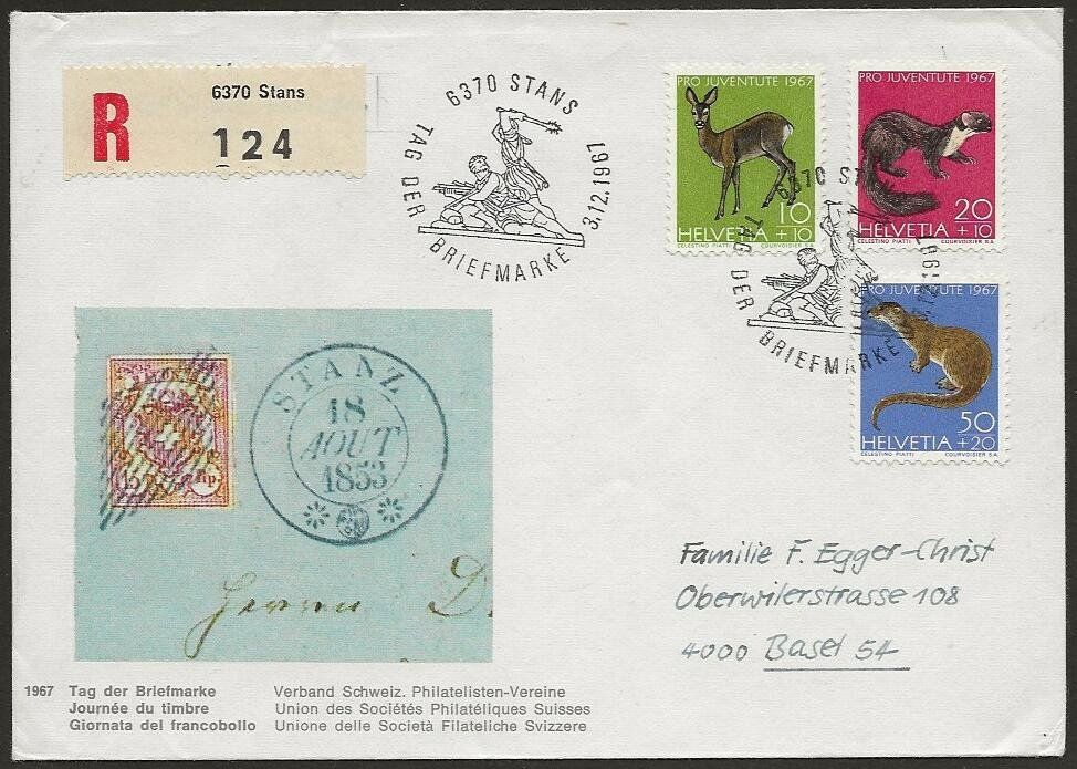 Tutti i francobolli: 1967 Brief Tag der Briefmarke STANS – Usato da Arlesheim venduto da kuhnphila