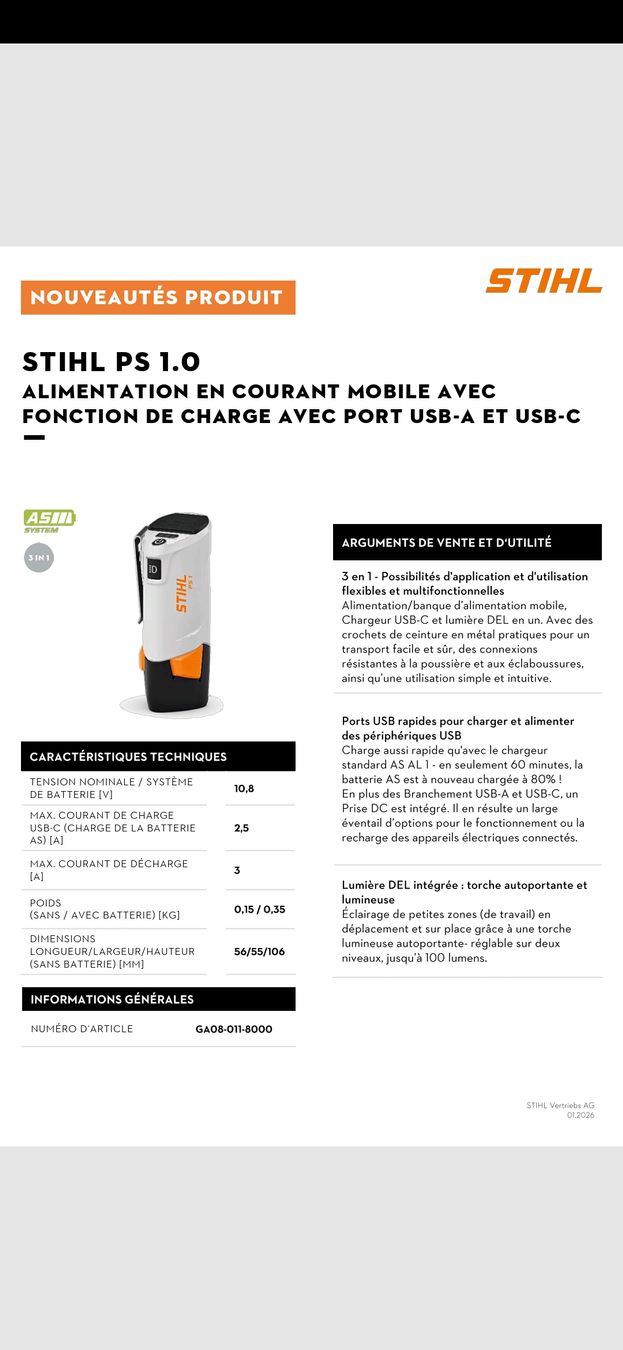Stihl Tutti gli attrezzi: Stihl PS 1.0 – Nuovo e nell'imballaggio originale da Courrendlin venduto da MouttetMachines 1