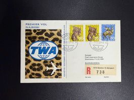 TWA Erstflugbrief Genf - Nairobi 1967