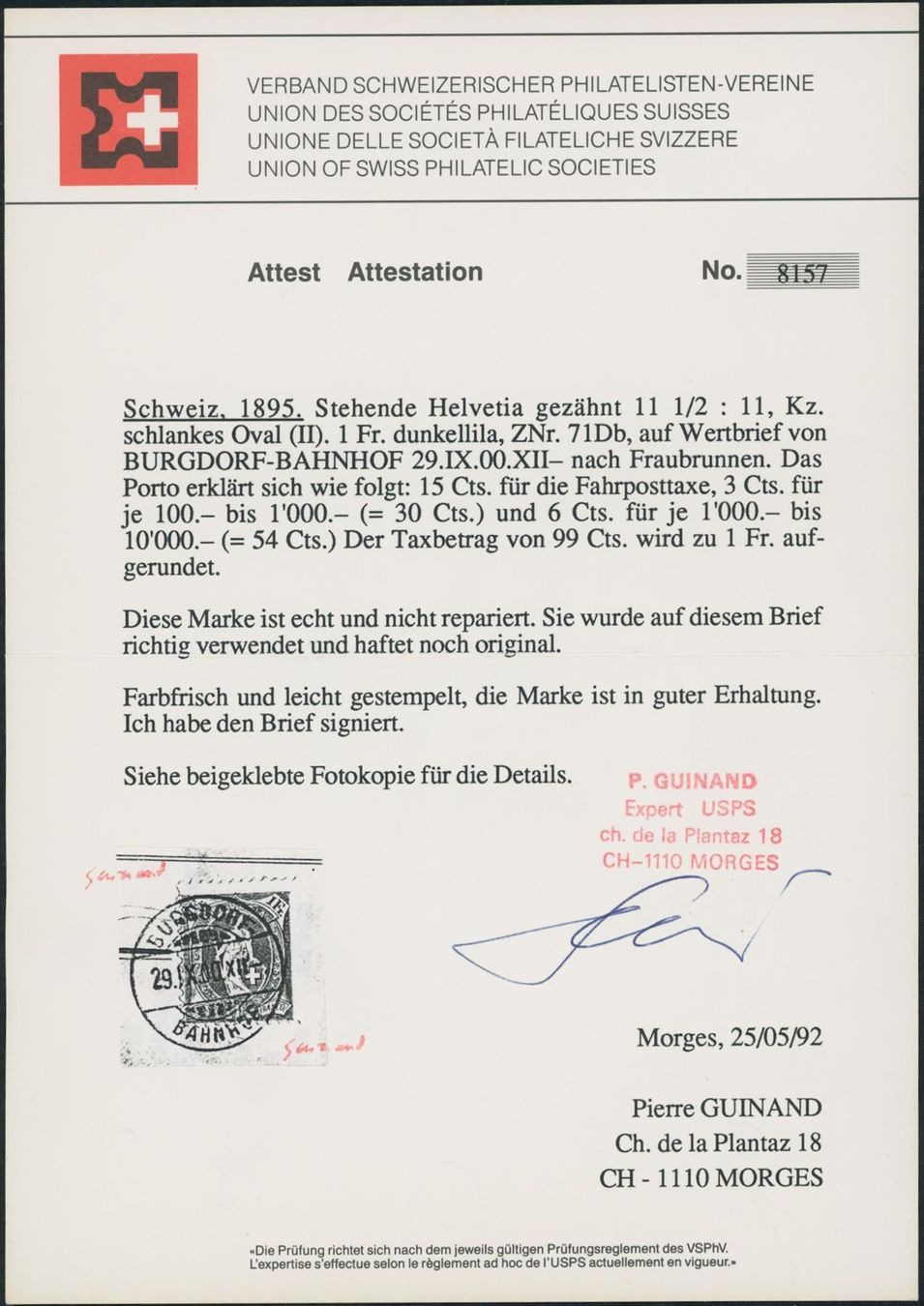 Tutti i francobolli: 1900 - Stehende Helvetia - Wert Brief – Usato da Schindellegi venduto da leecollect 2