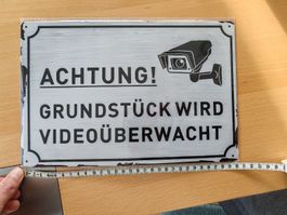 Blechschild "Achtung Videoüberwachung" - zur Abschreckung