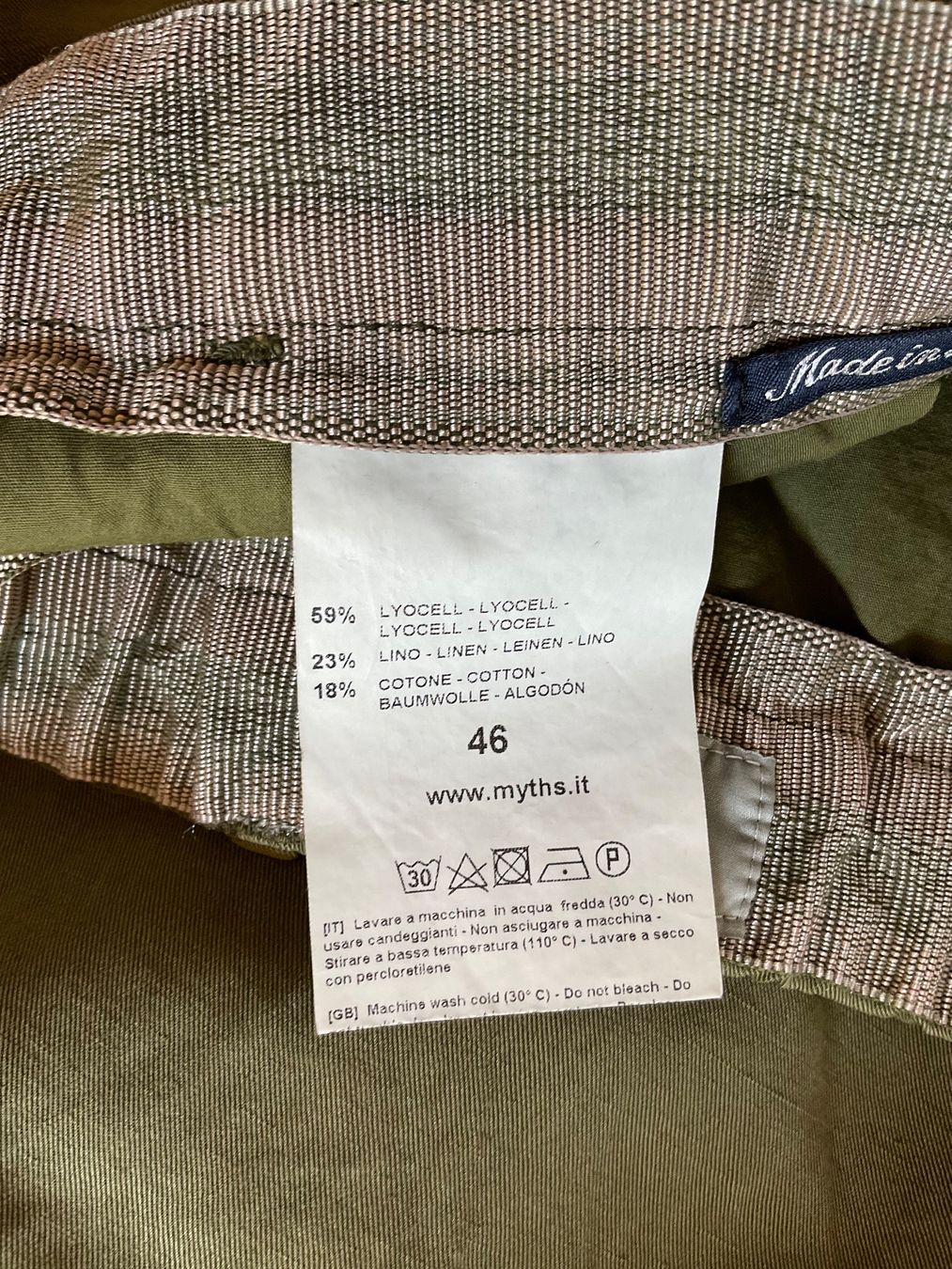 Hosen: LEINEN HOSE KHAKI OLIV GRÖSSE IT46 D40 MATHS – Neu (gemäss Beschreibung) aus Scuol von Lotus2020 2