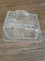 Glas Butterdose mit Deckel, Vintage Stil, Top Zustand