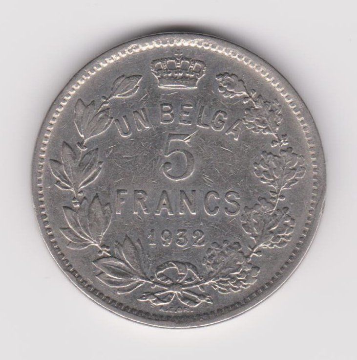 Tutti le monete: Belgien 5 Francs 1932 Albert I – Usato da WilSG venduto da Wil10 1