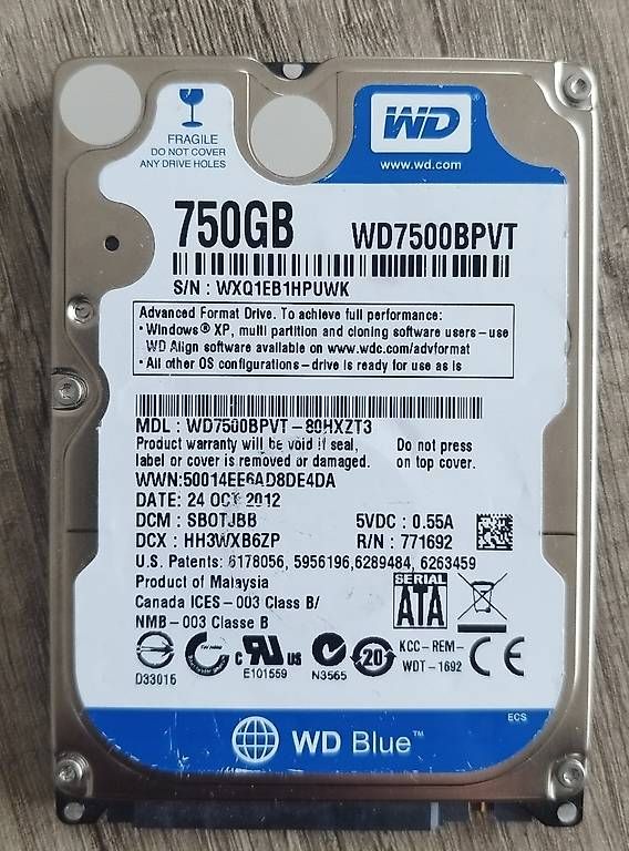 Dischi rigidi: Hard Disk Usati 2.5"  750 GB – Usato da Bedano venduto da fmilos