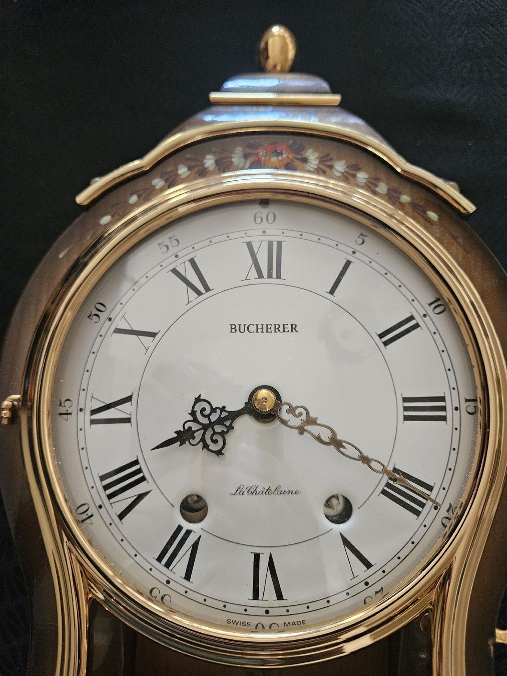 Bucherer Pendules & Horloges murales: Pendule Bucherer "La Chatelaine" bois décor fleuri – Neuf (Voir description) à Châtelaine par enerio1347 1
