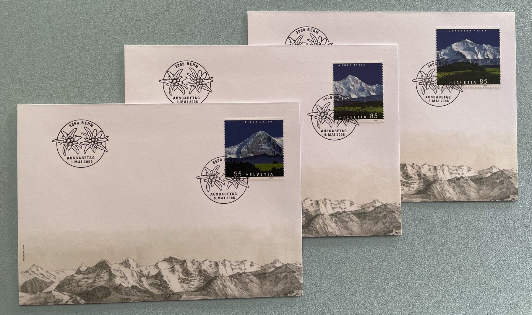Tutti i francobolli: 2006 FDC Bergpanorama Eiger Mönch Jungfrau – Usato da Eggersriet venduto da stamp303