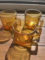Ensemble de 3 tasses en verre ambré vintage