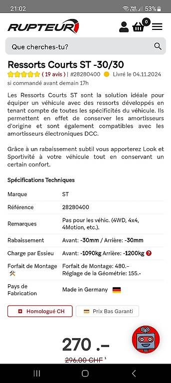 Tutti pezzi di ricambio auto: Ressorts courts Touran, ST -30/30 – Usato da La Chaux-du-Milieu venduto da DanickR 3