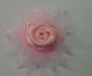 FLEUR organza + rose satin 2.5cm ROSE