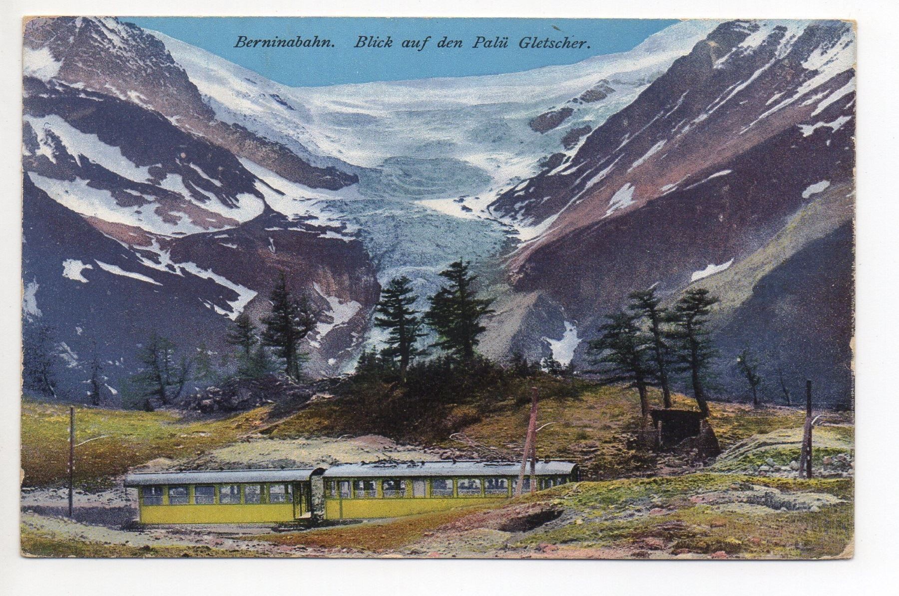 Cartoline postali: BERNINABAHN Blick auf den Palü Gletscher – Usato da Jona venduto da philajona