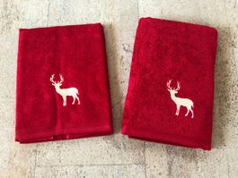 2-teiliges Frottée Handtuch-Set, Farbe rot "NEU"