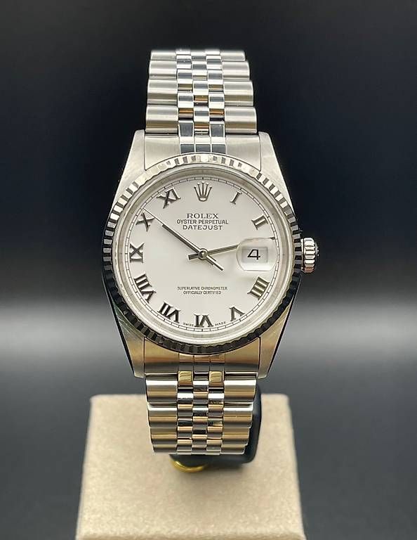 Rolex Orologi: Rolex Datejust 36 Ref. 16234 White Roman 2005 Full Set – Usato da Lugano venduto da luganotopwatches