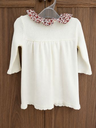 Baby dress cream floral collar size 3/6 months