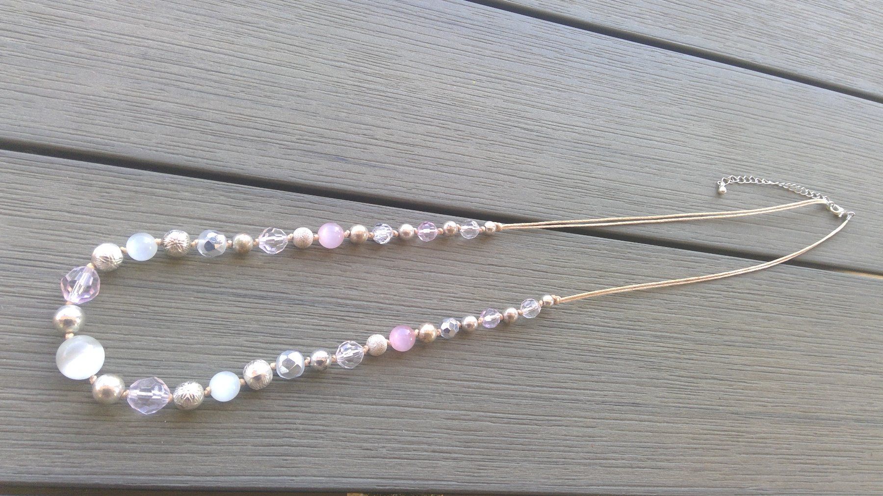 Colliers: Collier perles blanches & perles rose œil-de-chat, NEUF – Neuf avec emballage d'origine à Agiez par chouchanelle 6