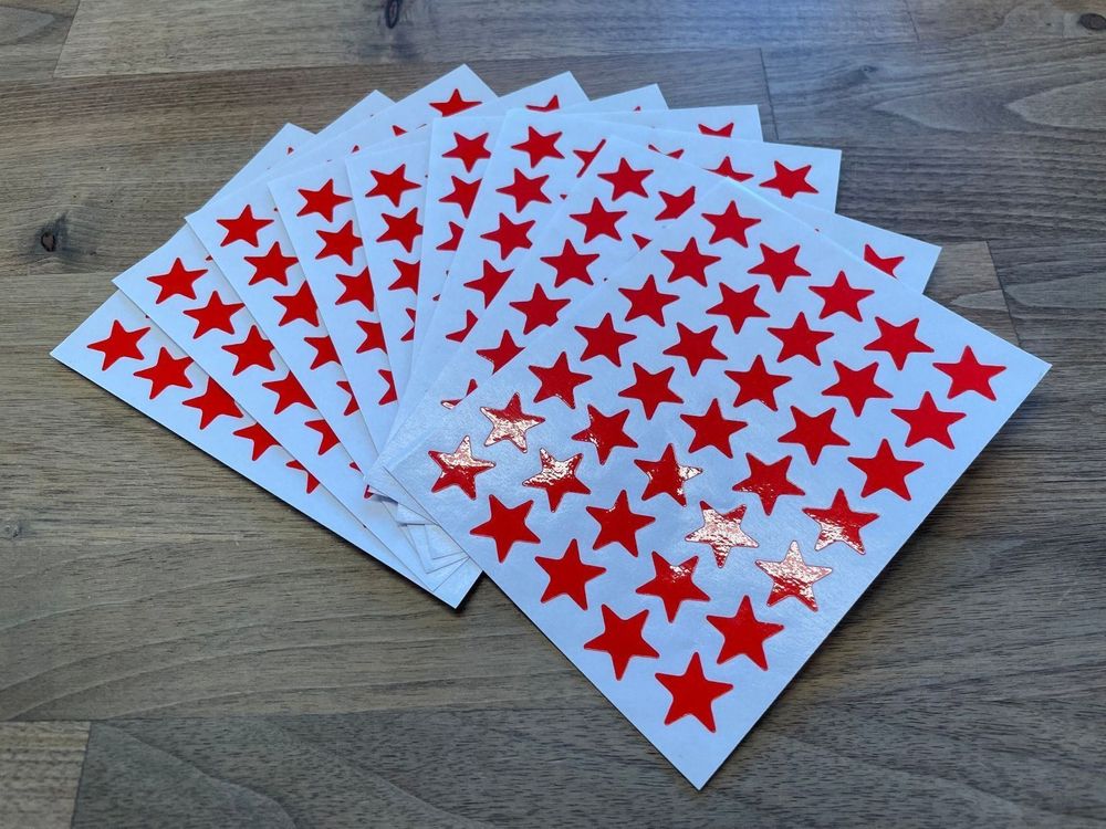 315 STÜCK STERNE STICKER - ROT - 9 BLATT (Neu und originalverpackt) in ...
