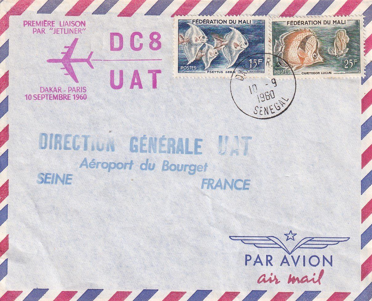 Tutti i francobolli: Erstflug UAT DC-8 Dakar - Paris 1960 – Usato da Baar venduto da Asmara111