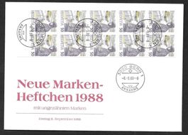 FDC Heftchenblatt 738H4 aus Markenheft 1988 ET 8.9.1988