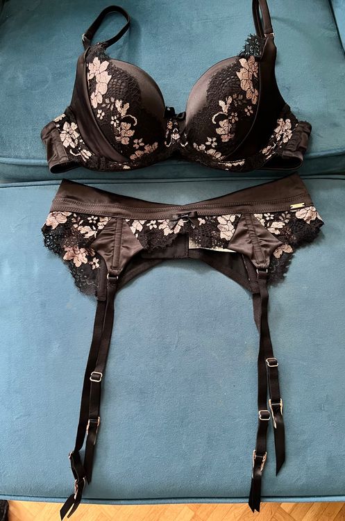 Soutien-gorge Rembourré & String Hunkemöller Cierra Noir - Taille 80B&S - Neuf Avec étiquettes