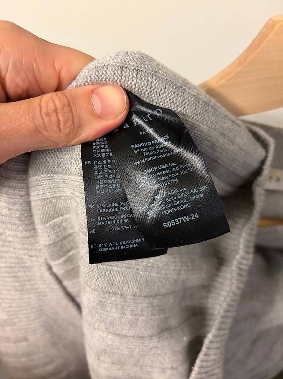 Maglioni & Felpe: Sandro Paris Pullover (Rippstrick) grau, Wolle/Kaschmir, M – Usato da Zürich venduto da ncm3010 3