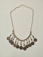 Vintage Boho Kette mit Holzperlen & osmanischen Münzen 