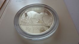 Silbermünze aus Indonesien : Babirusa 1988 , WWF
