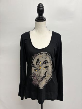 Boss Orange Langarmshirt Schwarz L Print Stickerei Baumwolle