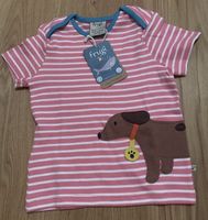 Frugi T-Shirt, Gr. 86/92, rosa gestreift mit Hund, neu!