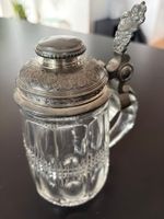 Bierkrug Kristallglas 0.5l mit Zinndeckel