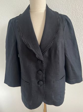 SIXTH SENSE Damen Blazer, 100% Leinen, Gr. 44, Schwarz
