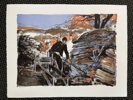 Lithografie von FRED BAUMANN 1987       (ID B5789)