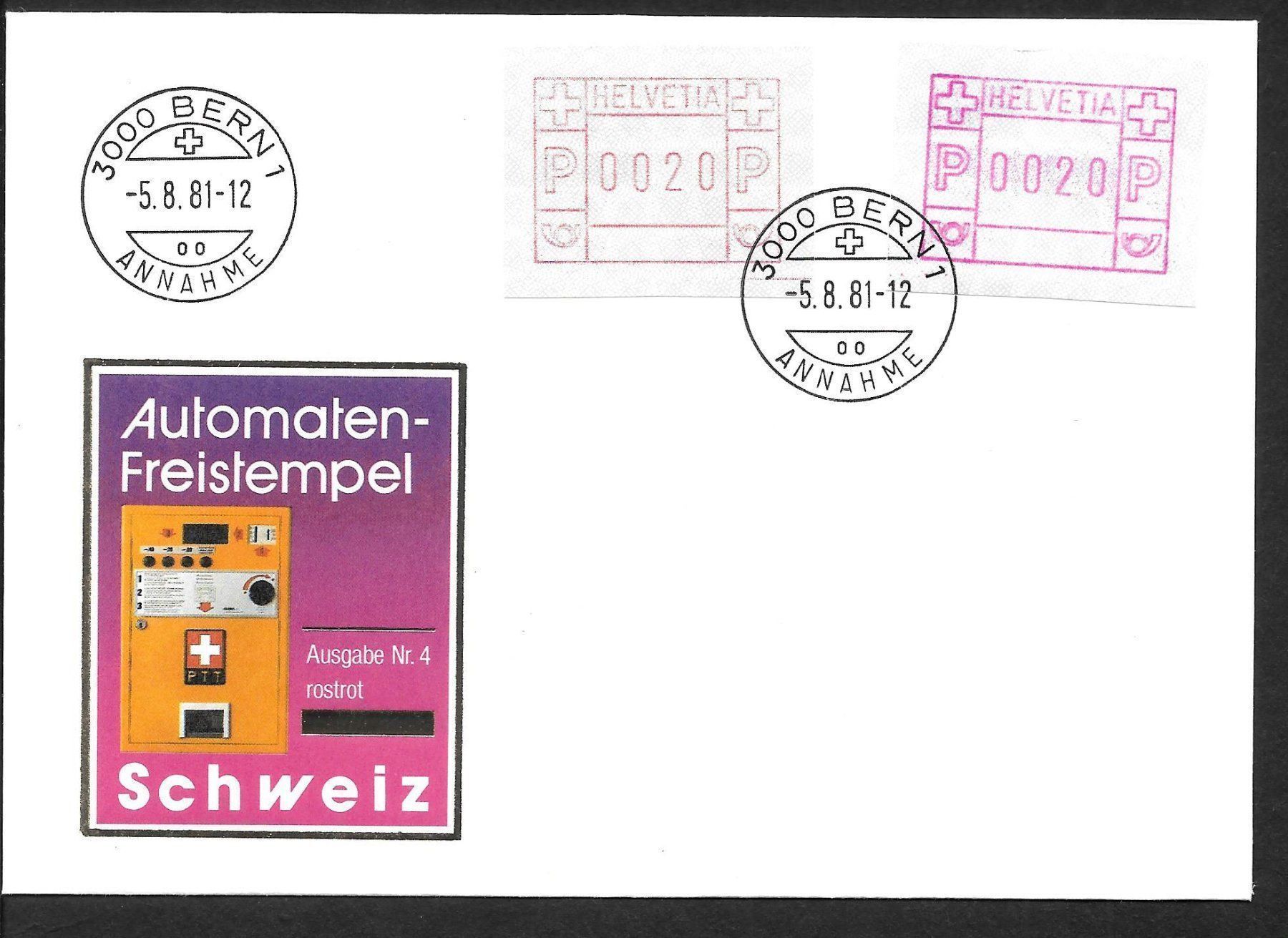 Tutti i francobolli: Brief ATM Typ 3 + 4 Frühdatum Bern 10.7.1981 – Nuovo (secondo la descrizione) da Olten venduto da clotaldi