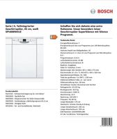 NEU! Geschirrspüler Bosch spi46mw01e teilintegriert 45cm