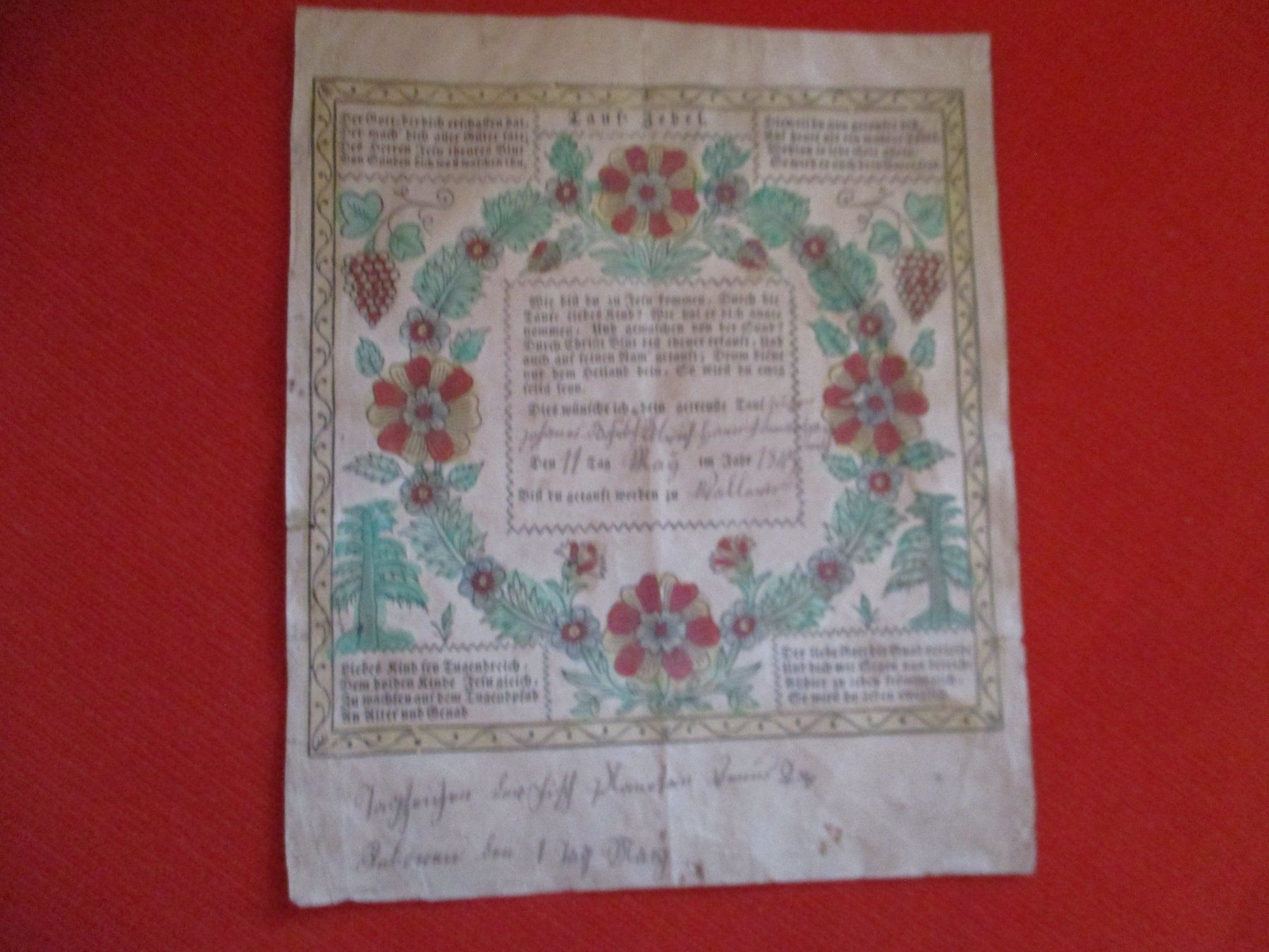 Dokumente: Taufzettel 1845 – Gebraucht aus Birsfelden von alles-muss-raus