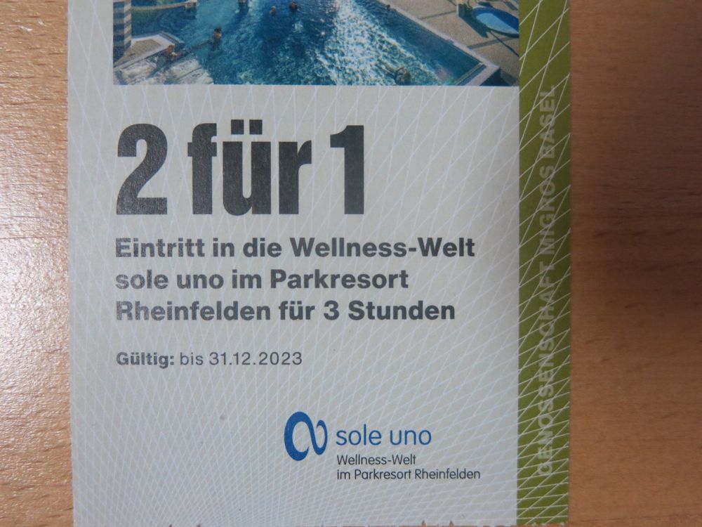 Gutschein Sole Uno 2 für 1 Rheinfelden (Neu und originalverpackt) in ...
