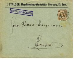 Brief, J.Stalder Maschinenbau Oberburg Kt. Bern - Drucksache